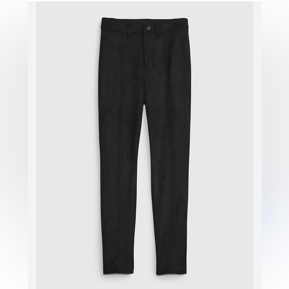 GAP Vegan Suede Skinny Pants Black Mid Rise Slim Leg Size 2 Pull-On Work Career